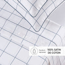 Caren - Taie De Traversin Satin De Coton - Caren Blanc / Bleu