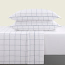 Caren - Ensemble De Draps Satin De Coton - Caren Blanc / Bleu