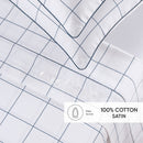 Caren - Ensemble De Draps Satin De Coton - Caren Blanc / Bleu