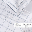 Caren - Ensemble De Draps Satin De Coton - Caren Blanc / Bleu