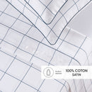Caren - Ensemble De Draps Satin De Coton - Caren Blanc / Bleu