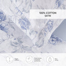 Fleurs Azurées - Drap-Housse Satin De Coton - Rayures Fines Bleu Clair