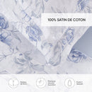 Fleurs Azurées - Drap-Housse Satin De Coton - Rayures Fines Bleu Clair