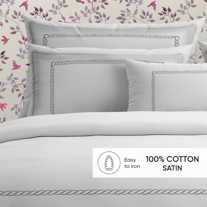 Perle Enchantée - Taie De Traversin Satin De Coton - Perle Enchantée Gris / Blanc