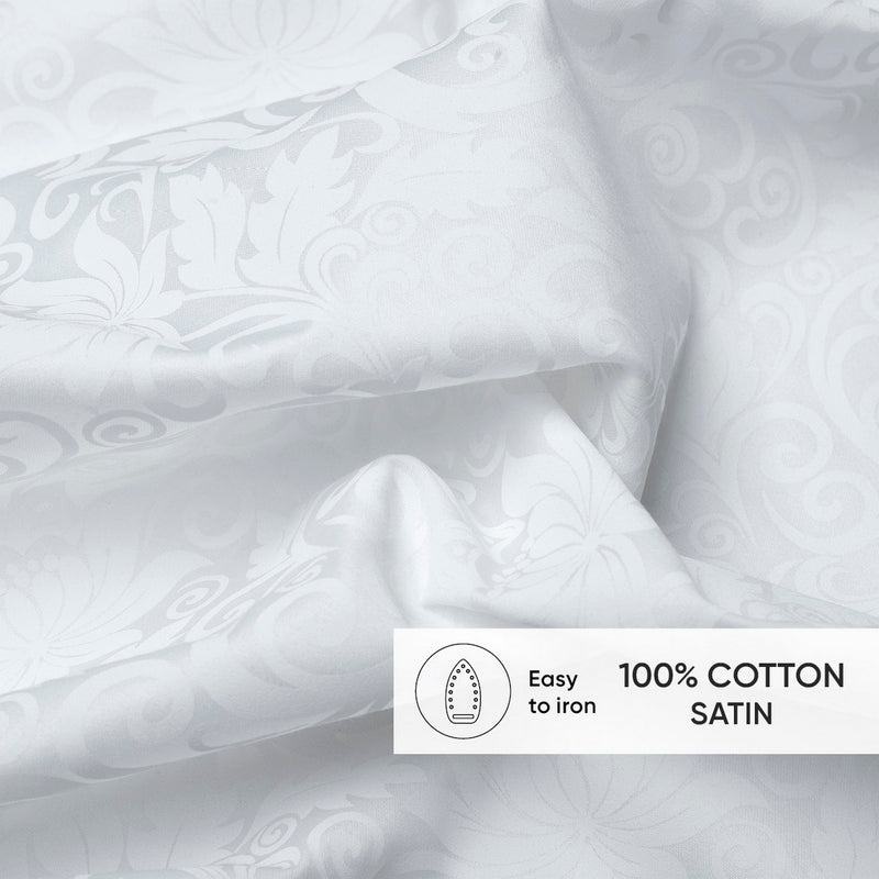Fleur Royale - Taie De Traversin Satin De Coton - Fleur Royale Blanc