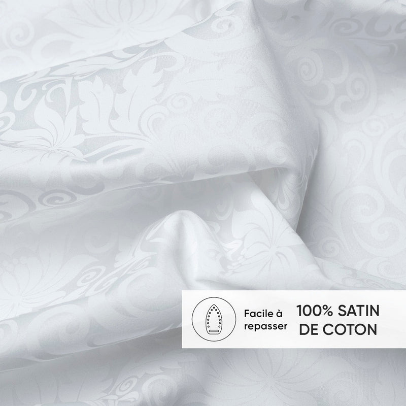 Fleur Royale - Taie De Traversin Satin De Coton - Fleur Royale Blanc