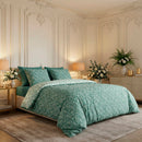 Feuillage Fleuri - Housse De Couette + 1 Ou 2 Taie(S) D'Oreiller Satin De Coton - Feuillage Fleuri Vert Foncé