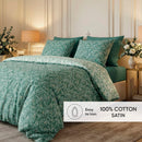 Feuillage Fleuri - Taie D'Oreiller Satin De Coton - Feuillage Fleuri Vert Clair