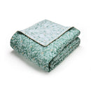 Feuillage Fleuri - Couvre-Lit Satin De Coton - Feuillage Fleuri Vert Foncé