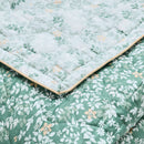 Feuillage Fleuri - Couvre-Lit Satin De Coton - Feuillage Fleuri Vert Foncé