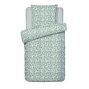 Feuillage Fleuri - Housse De Couette + 1 Ou 2 Taie(S) D'Oreiller Satin De Coton - Feuillage Fleuri Vert Clair / Vert Clair