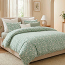 Feuillage Fleuri - Taie D'Oreiller Satin De Coton - Feuillage Fleuri Vert Clair / Vert Clair