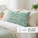 Feuillage Fleuri - Drap Plat Satin De Coton - Feuillage Fleuri Vert Clair / Vert Clair