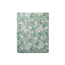 Feuillage Fleuri - Drap Plat Satin De Coton - Feuillage Fleuri Vert Clair / Vert Clair