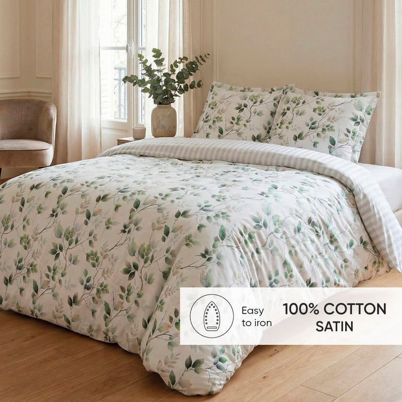 Petit Bosquet - Housse De Couette + 1 Ou 2 Taie(S) D'Oreiller Satin De Coton - Petit Bosquet Blanc
