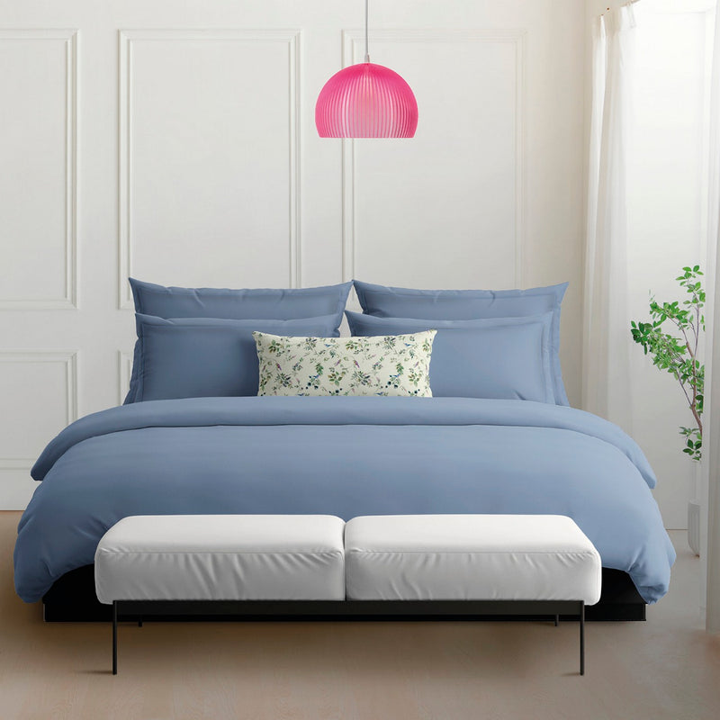 Uni 1 Baratta - Taie D'Oreiller Satin De Coton - Uni 1 Baratta Bleu 03