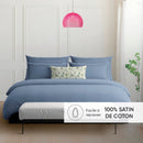 Uni 1 Baratta - Taie D'Oreiller Satin De Coton - Uni 1 Baratta Bleu 03