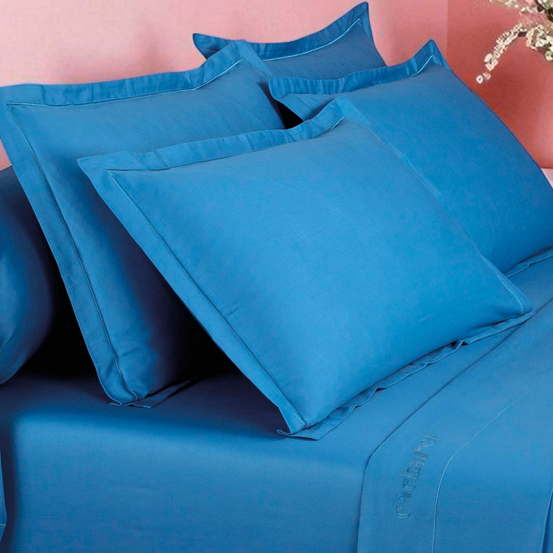 Uni 1 Baratta - Taie D'Oreiller Satin De Coton - Uni 1 Baratta Bleu 05
