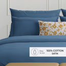 Uni 1 Baratta - Taie D'Oreiller Satin De Coton - Uni 1 Baratta Bleu 05