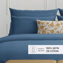 Uni 1 Baratta - Taie D'Oreiller Satin De Coton - Uni 1 Baratta Bleu 05