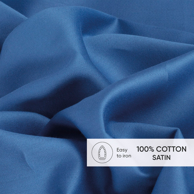 Uni 1 Baratta - Drap Plat Satin De Coton - Uni 1 Baratta Bleu 05