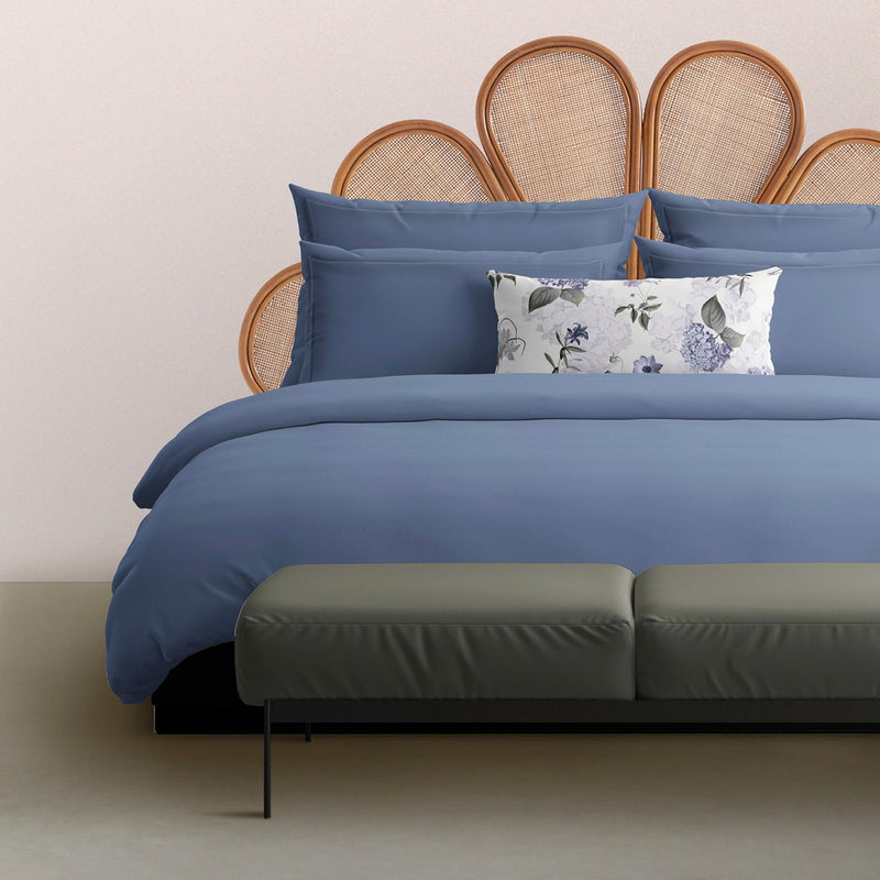 Uni 1 Baratta - Taie D'Oreiller Satin De Coton - Uni 1 Baratta Bleu 06