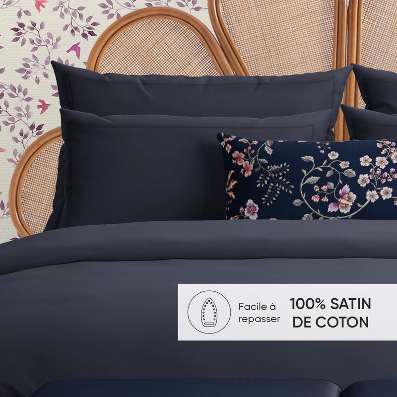 Uni 1 Baratta - Taie D'Oreiller Satin De Coton - Uni 1 Baratta Bleu 11