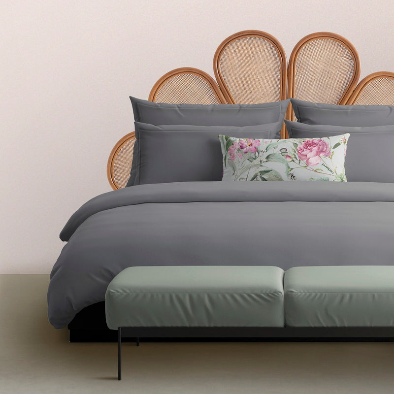 Uni 1 Baratta - Taie D'Oreiller Satin De Coton - Uni 1 Baratta Gris 02