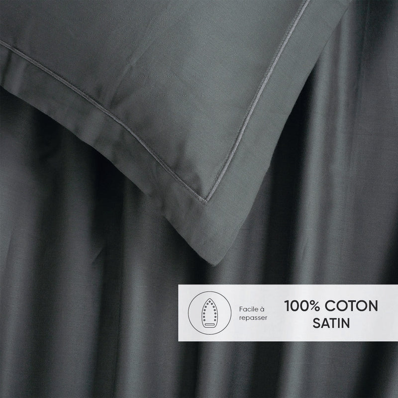 Uni 1 Baratta - Ensemble De Draps Satin De Coton - Uni 1 Baratta Gris 02