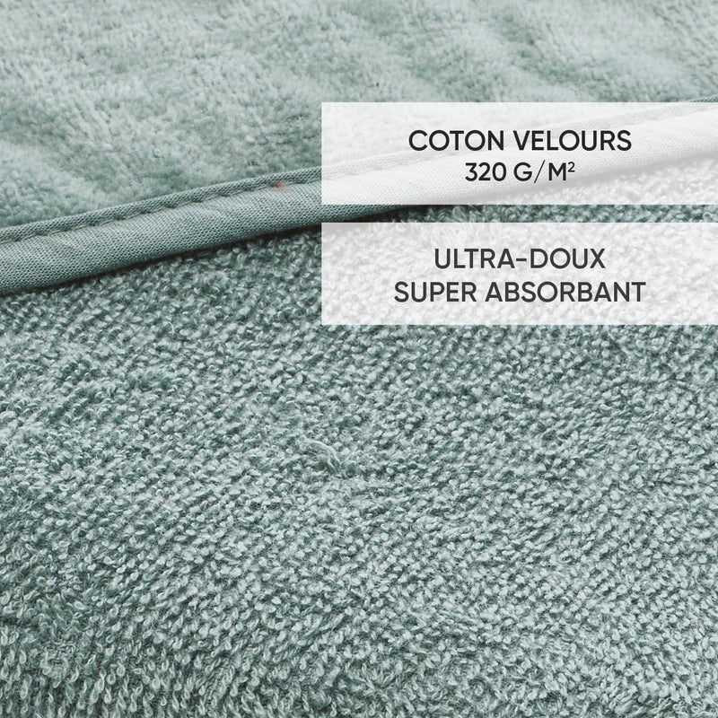 Cape De Bain Bébe En 100% Coton Super Absorbant : Vert