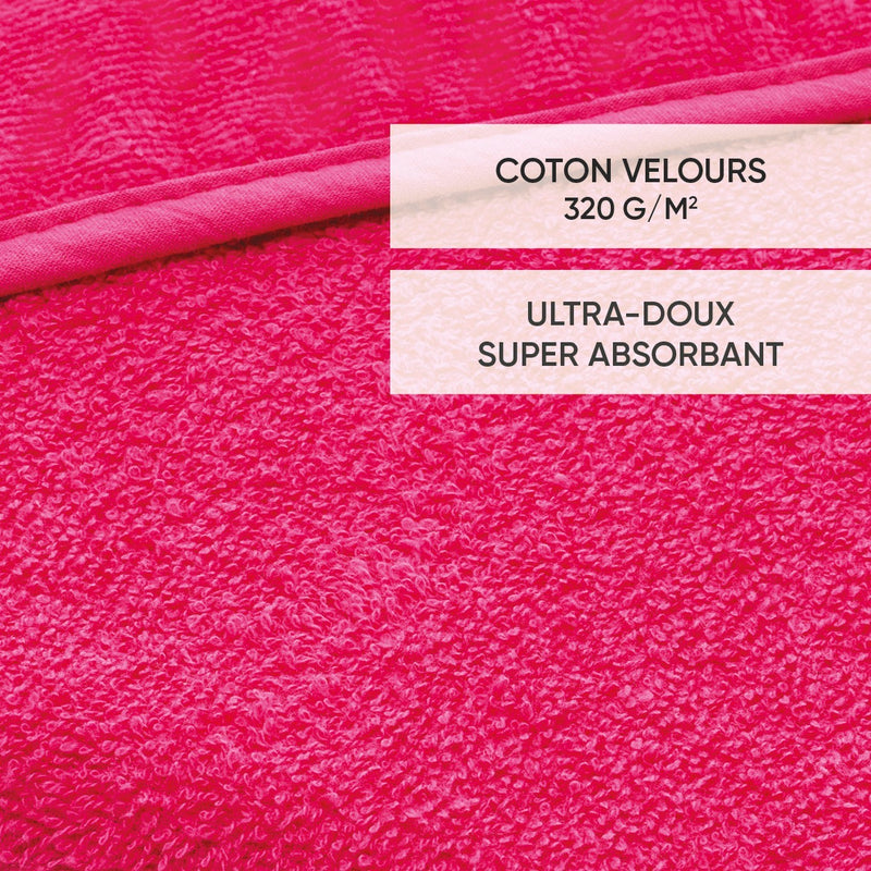 Cape De Bain Bébe En 100% Coton Super Absorbant : Fuchsia