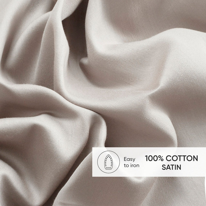 Uni 1 Baratta - Drap Plat Satin De Coton - Uni 1 Baratta Taupe 04