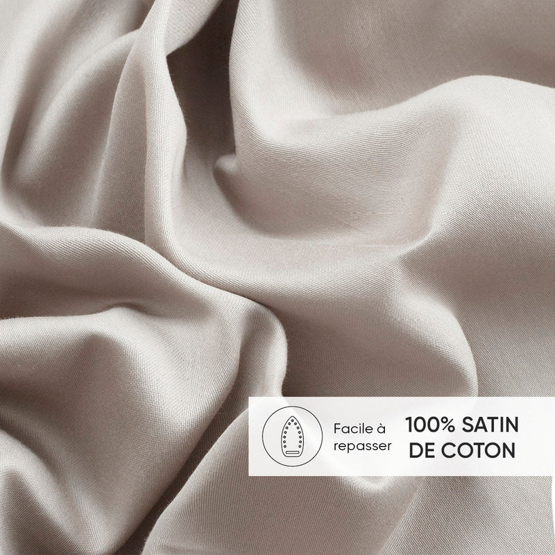Uni 1 Baratta - Drap Plat Satin De Coton - Uni 1 Baratta Taupe 04