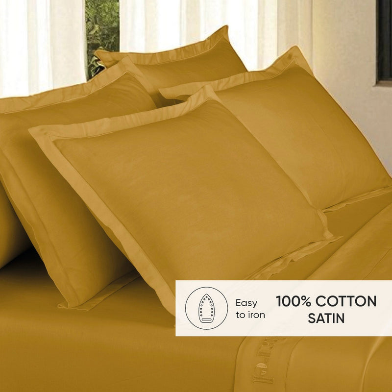 Uni 1 Baratta - Taie D'Oreiller Satin De Coton - Uni 1 Baratta Jaune 01