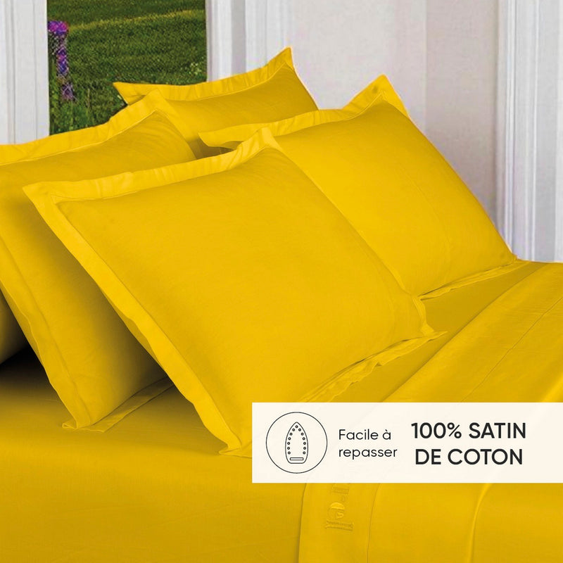 Uni 1 Baratta - Taie D'Oreiller Satin De Coton - Uni 1 Baratta Jaune 02