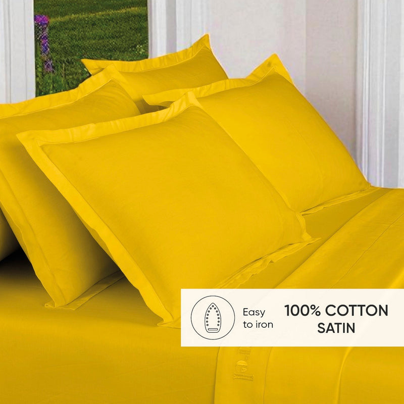 Uni 1 Baratta - Taie D'Oreiller Satin De Coton - Uni 1 Baratta Jaune 02