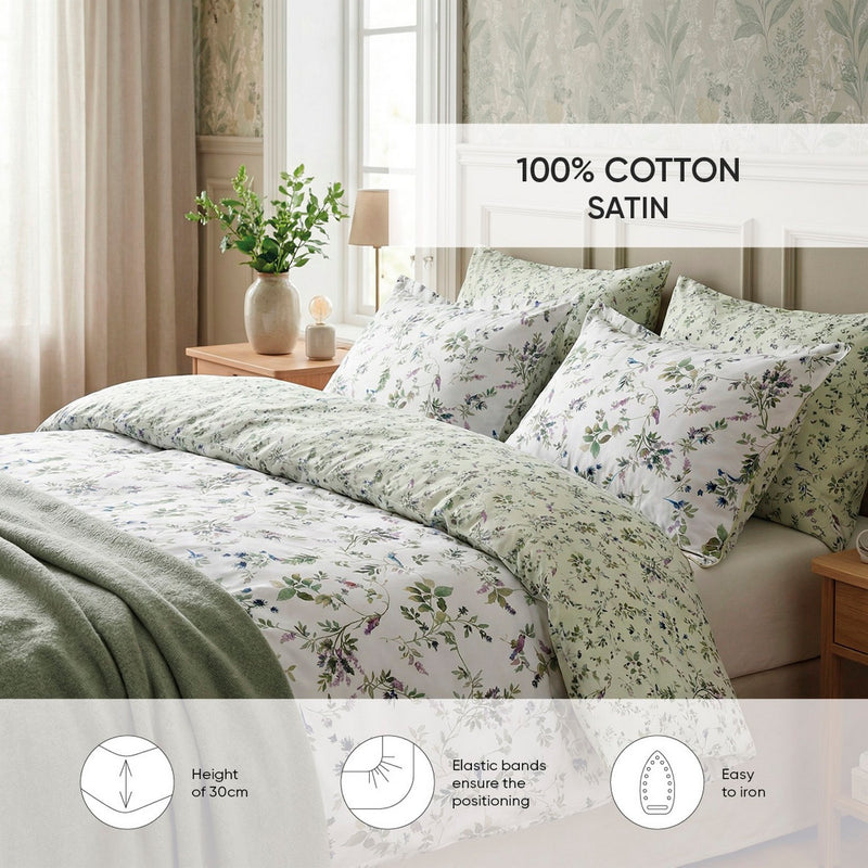 Eden Sauvage - Drap-Housse Satin De Coton - Uni Vert Clair