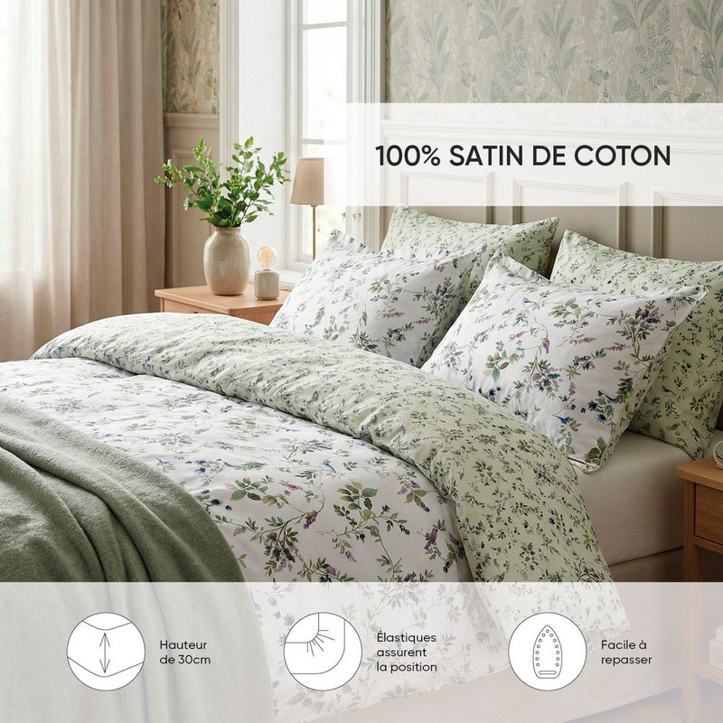 Eden Sauvage - Drap-Housse Satin De Coton - Uni Vert Clair