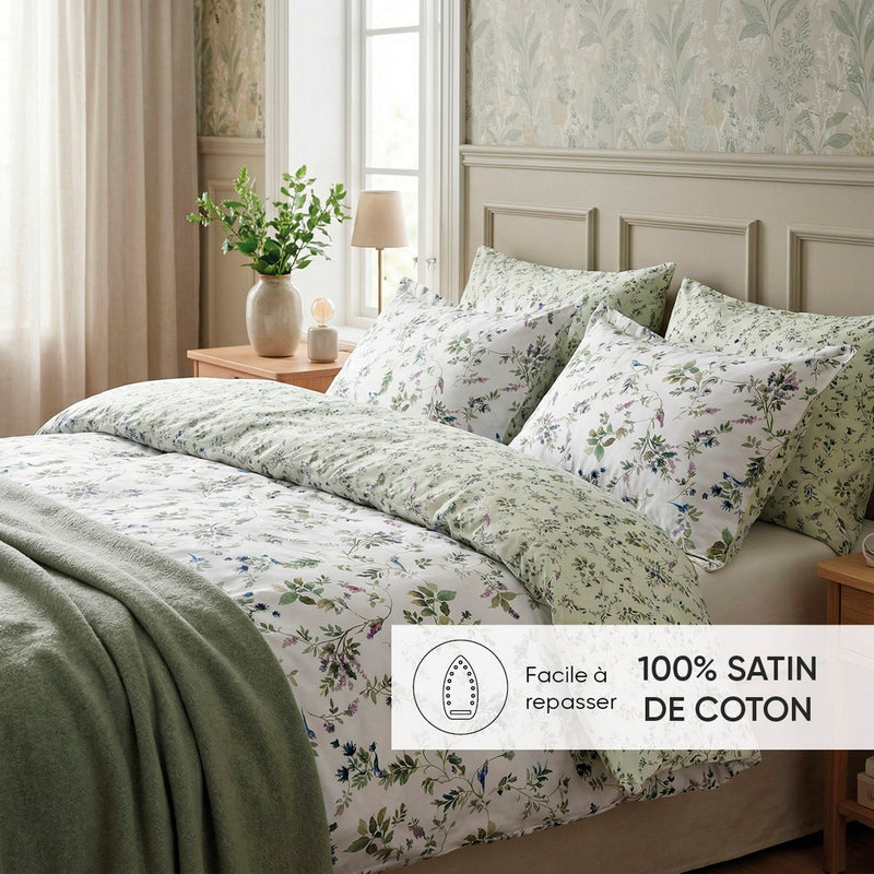 Eden Sauvage - Drap Plat Satin De Coton - Eden Sauvage Vert Clair