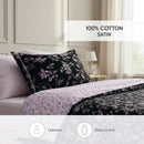 Eden Sauvage - Housse De Couette + 1 Ou 2 Taie(S) D'Oreiller Satin De Coton - Eden Sauvage Noir