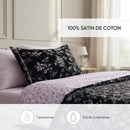 Eden Sauvage - Housse De Couette + 1 Ou 2 Taie(S) D'Oreiller Satin De Coton - Eden Sauvage Noir