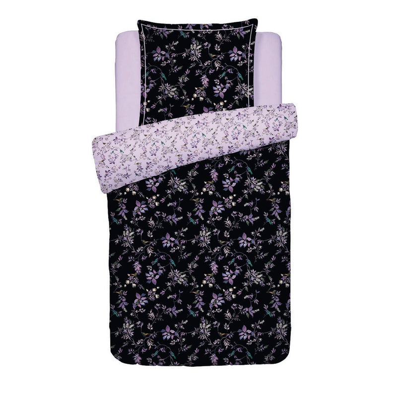 Eden Sauvage - Housse De Couette + 1 Ou 2 Taie(S) D'Oreiller Satin De Coton - Eden Sauvage Noir