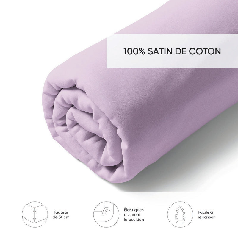 Eden Sauvage - Drap-Housse Satin De Coton - Uni Violet Clair