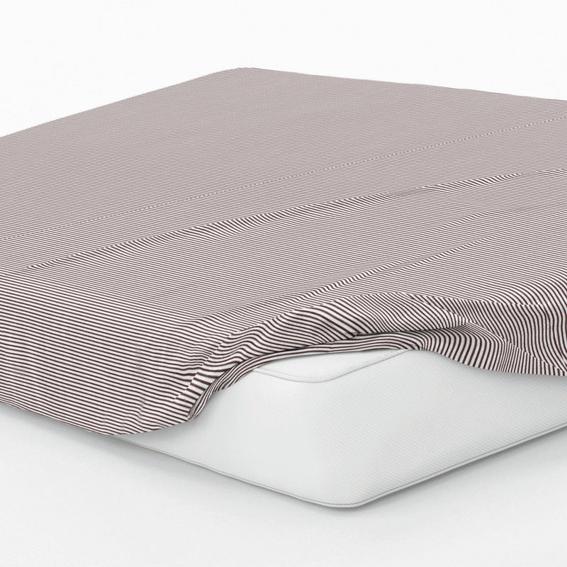Fleurs Des Champs - Drap-Housse Satin De Coton - Rayures Bordeaux