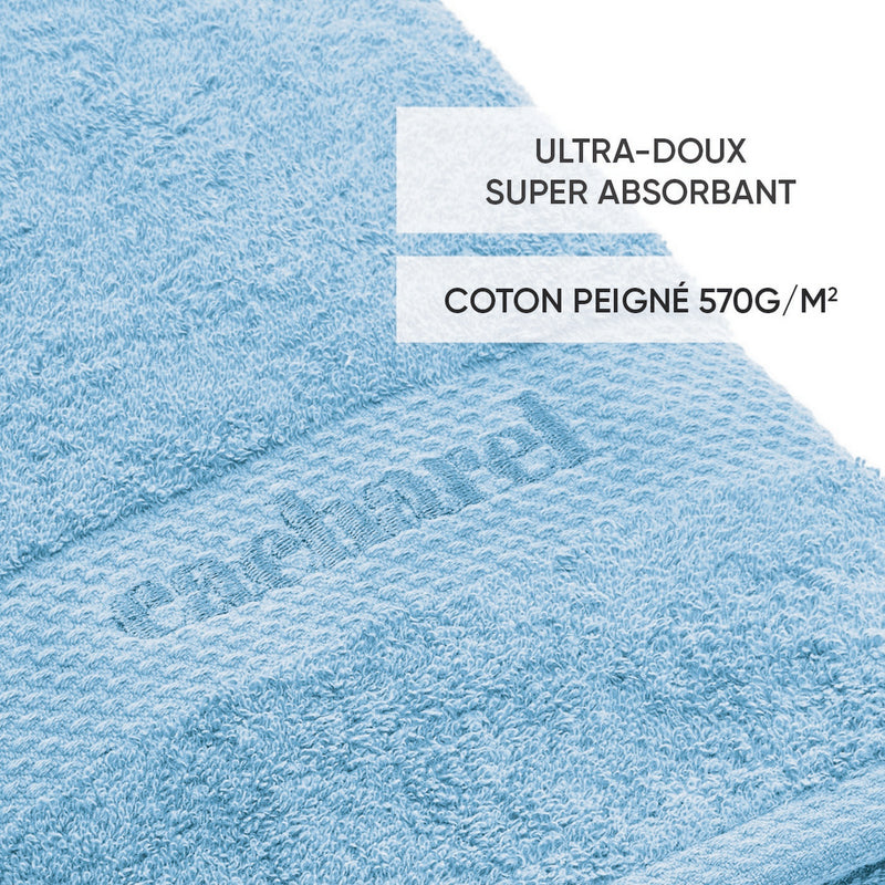 Brise - Serviette + Drap De Bain Coton Peigné - Brise Poudre Bleu