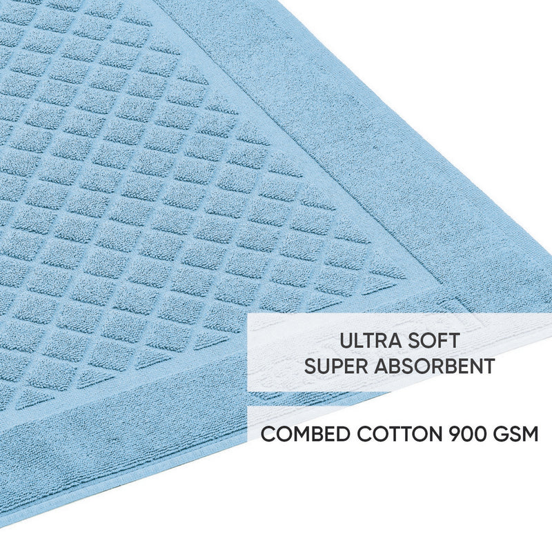 Uni - Tapis De Bain Coton Peigné - Poudre Bleu