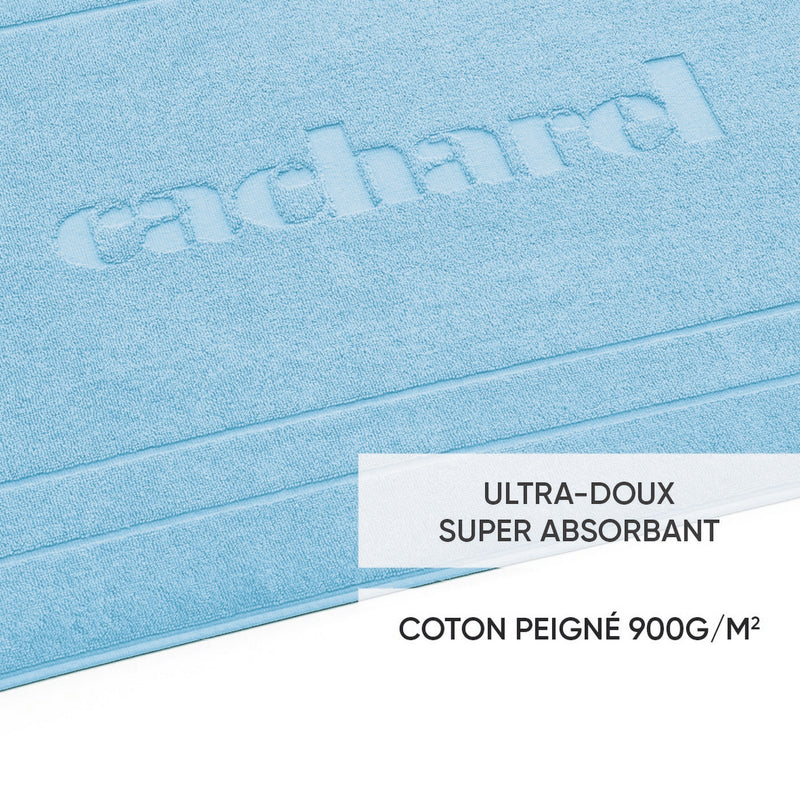 Design 2 - Tapis De Bain Coton Peigné - Poudre Bleu