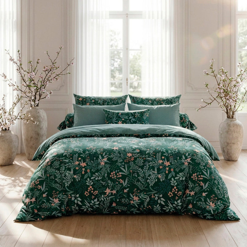 Forêt Enchantée - Taie De Traversin Satin De Coton - Forêt Enchantée Vert