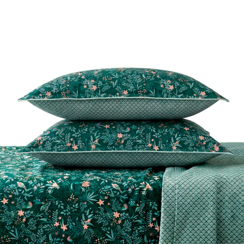 Forêt Enchantée - Ensemble De Draps Satin De Coton - Forêt Enchantée Vert