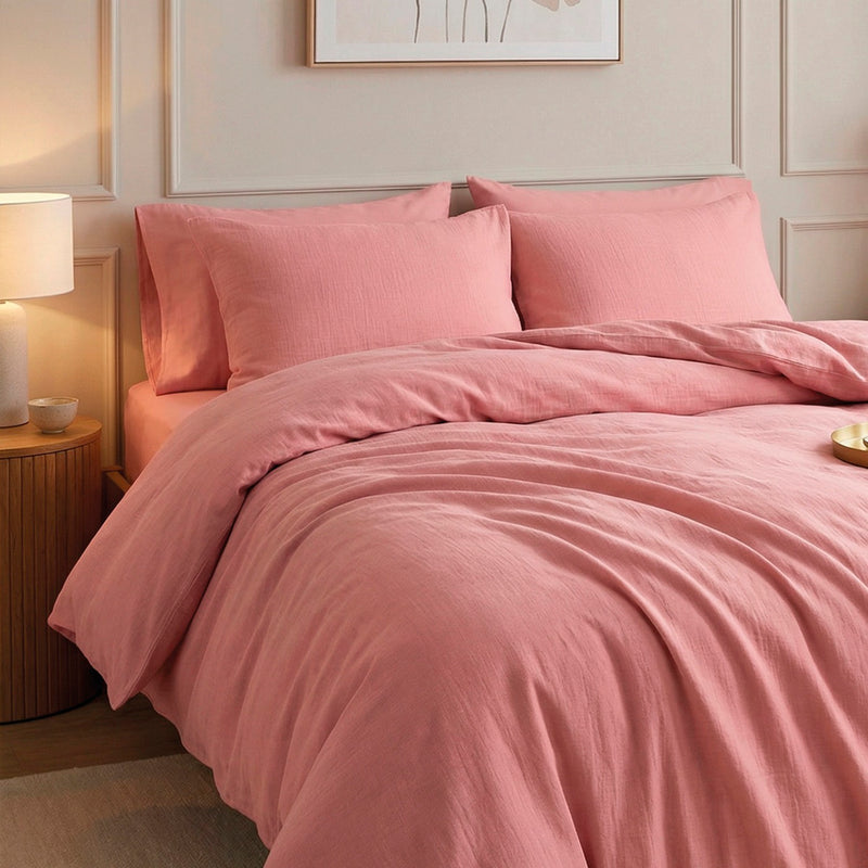 Uni - Taie De Traversin Gaze De Coton - Uni Rose 06